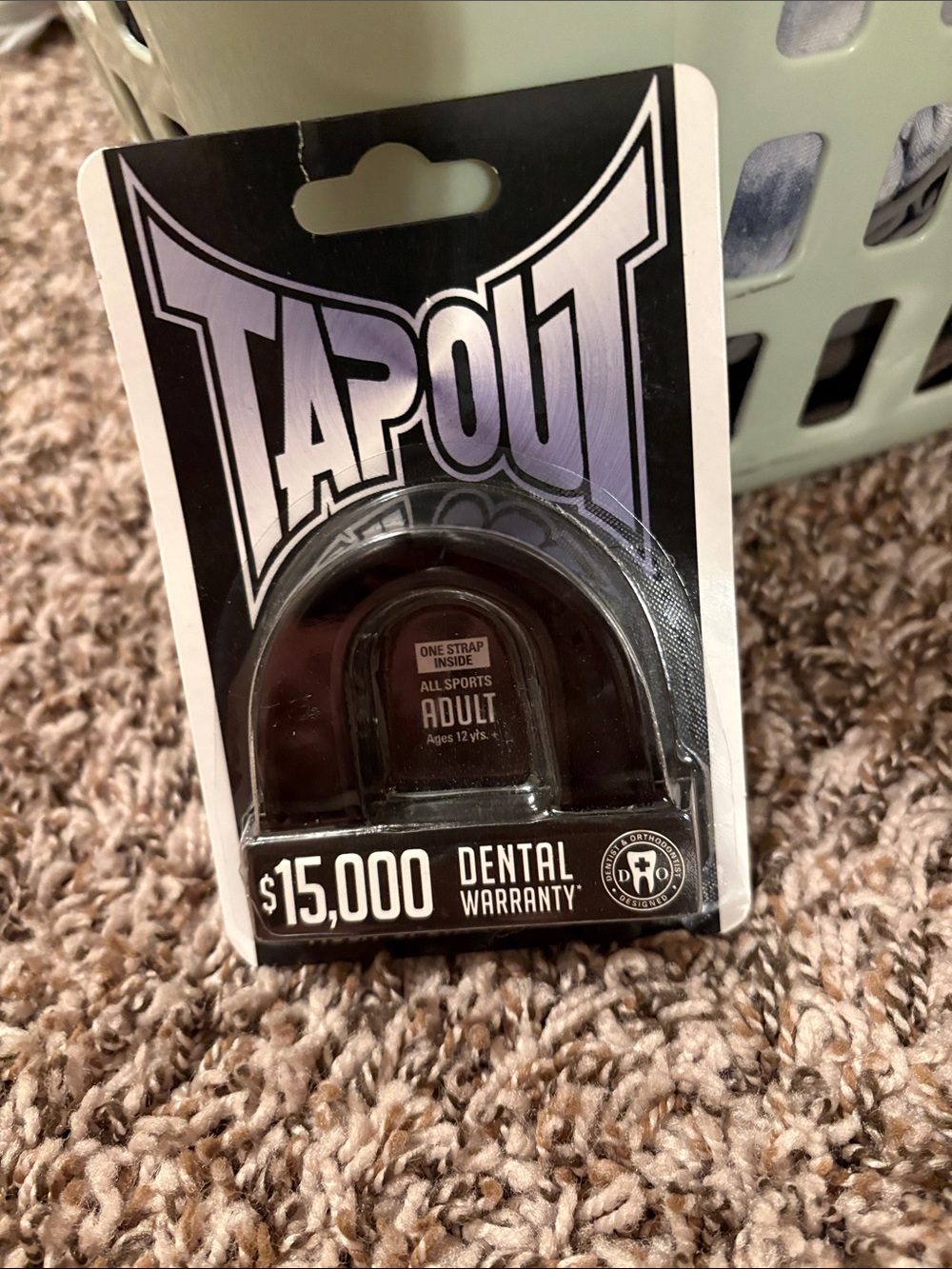 Tapout Black Adult Sports Mouthguard with Warranty Packaging